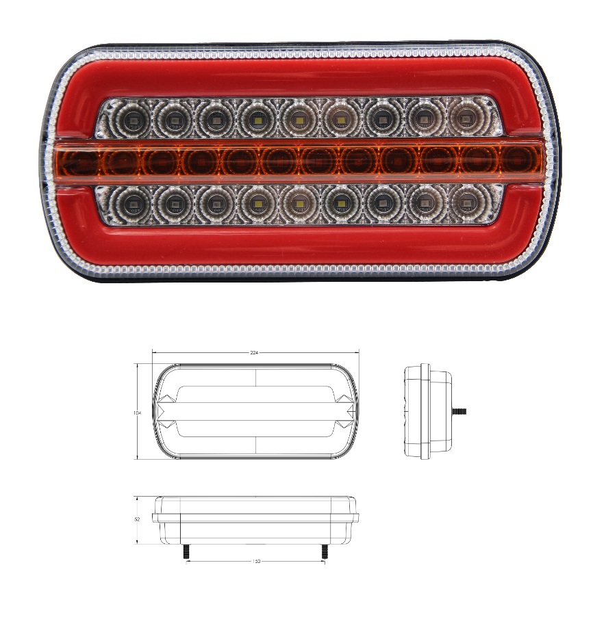NEON LED DYNAMIC INDICATOR REAR LAMP 4 COLOR OPTIONS : AMBER - RED - WHITE - AMBER/RED, Code: 202301