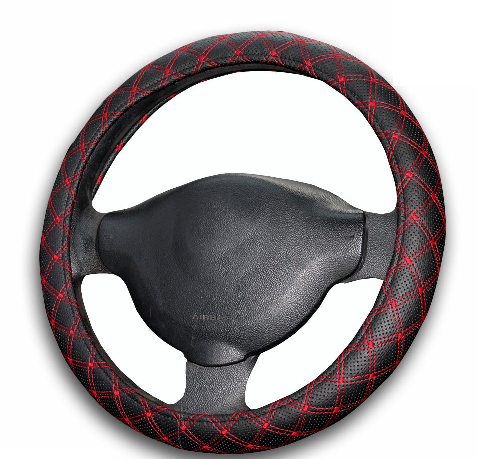 Stitching steering wheel with different thread colors